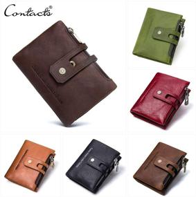 img 2 attached to 👜 Genuine Leather Bifold Double Contacts