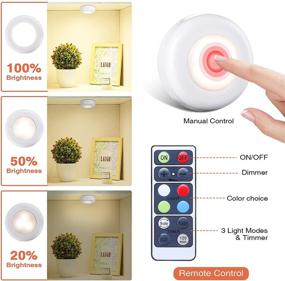 img 3 attached to Enhance Your Space with Convenient Wireless LED Puck Lights - Remote Controlled Color Changing Under Cabinet Lighting with Timer, Battery Operated Closet Lights - Stick on Lights for Counters (6 Pack)