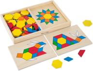 melissa &amp; doug pattern blocks and boards review: classic toy with 120 solid wood shapes and 5 double-sided panels logo
