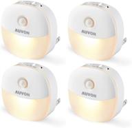 🔌 auvon plug-in led motion sensor night light - mini warm white nightlight with dusk to dawn sensor, adjustable brightness - perfect for bedroom, bathroom, kitchen, hallway, stairs - pack of 4 логотип