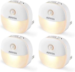 img 4 attached to 🔌 AUVON Plug-in LED Motion Sensor Night Light - Mini Warm White Nightlight with Dusk to Dawn Sensor, Adjustable Brightness - Perfect for Bedroom, Bathroom, Kitchen, Hallway, Stairs - Pack of 4