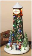 🎄 one holiday way vintage led lighted water tower christmas village accessory – 12-inch decorative flashing tabletop mantel shelf xmas winter decoration home decor, light up logo