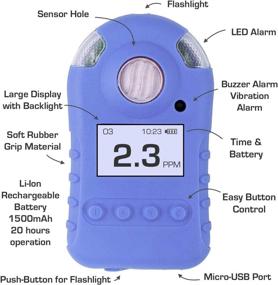 img 3 attached to 🔬 OZONE Meter - Mini Series with USA NIST Calibration and USB Recharge - Sound, Light, Vibration Alarms - 0-20ppm Ozone Detector