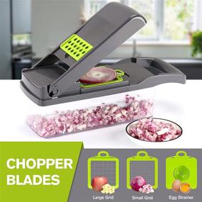 img 3 attached to 🥦 KEOUKE 12-in-1 Vegetable Chopper Slicer Dicer - Fruits Cutter Mandoline Slicer Food Chopper/Cutter with Adjustable Slicer & Dicer, 7 Stainless Steel Blades, and Storage Container