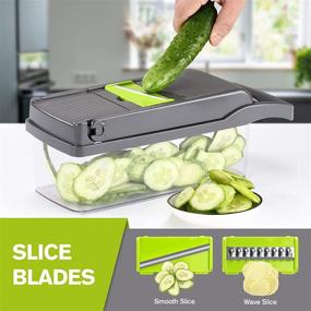 img 1 attached to 🥦 KEOUKE 12-in-1 Vegetable Chopper Slicer Dicer - Fruits Cutter Mandoline Slicer Food Chopper/Cutter with Adjustable Slicer & Dicer, 7 Stainless Steel Blades, and Storage Container