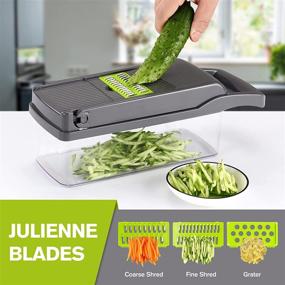 img 2 attached to 🥦 KEOUKE 12-in-1 Vegetable Chopper Slicer Dicer - Fruits Cutter Mandoline Slicer Food Chopper/Cutter with Adjustable Slicer & Dicer, 7 Stainless Steel Blades, and Storage Container