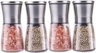 🧂 high-quality salt and pepper grinder set - stainless steel pepper mill and salt mill, adjustable coarseness spice grinder, durable ceramic rotor (4 pieces) logo