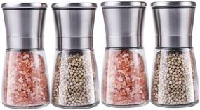 img 4 attached to 🧂 High-Quality Salt and Pepper Grinder Set - Stainless Steel Pepper Mill and Salt Mill, Adjustable Coarseness Spice Grinder, Durable Ceramic Rotor (4 pieces)