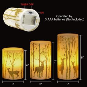 img 1 attached to 🕯️ GenSwin Battery Operated Flameless Candles: Flickering LED Pillar Candles with 6 Hours Timer, Real Wax Deer Decal Design - Warm Light Home Decor for Christmas (Pack of 3)