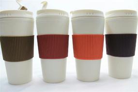 img 2 attached to 🌍 Pack of 4 Reusable Travel Mugs with Non-Slip Grip, Screw Lid, and Flip Open Cap for Hot and Cold Beverages - Assorted Colors, No Leaks or Spills