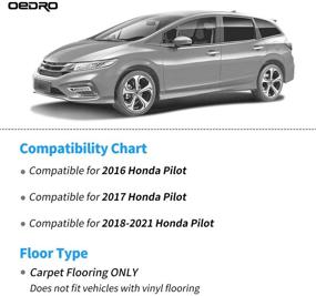 img 3 attached to 🚗 Набор всепогодных ковриков для пола OEDRO для Honda Pilot 2016-2022, уникальная черная защита из TPE с передними и задними вкладышами, полное покрытие.