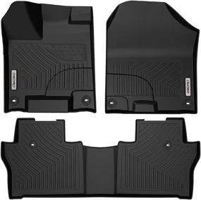 img 4 attached to 🚗 OEDRO All-Weather Floor Mats Set for 2016-2022 Honda Pilot, Unique Black TPE Guard with Front and Rear Liners, Full Coverage