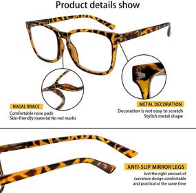 img 2 attached to 👓 5 Pack Blue Light Blocking Reading Glasses: Fashion Square Computer Glasses for Improved Comfort and Eye Protection for Women and Men during Reading, Gaming, and TV