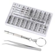 🔧 complete hqmaster eyeglass repair kit: 1000pcs stainless steel screws, tweezers, nut washer, micro 4 in 1 screwdriver tool for glasses, sunglasses, spectacles, watch, clock repairing logo