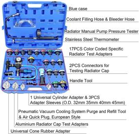 img 3 attached to 🚗 33 шт YSTOOL Набор для проверки давления в радиаторе иперезаправки охлаждающей жидкостью - испытание утечек автомобильной системы охлаждения, пневматический инструмент для наполнения воды, накачки и очистки бака с универсальным адаптером для манометра для поднятия автомобиля