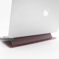 👩 senseage flat foldable laptop stand 15.4" - lightweight, portable & anti-slide stand compatible with macbook/macbook air/macbook pro, tablets and laptops - brown logo