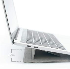 img 2 attached to 👩 SenseAGE Flat Foldable Laptop Stand 15.4" - Lightweight, Portable & Anti-Slide Stand Compatible with MacBook/MacBook Air/MacBook Pro, Tablets and Laptops - Brown