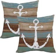 🌊 nautical anchor rustic wood throw pillow cover set – decorative pillow case for sofa couch bed office car (pack of 2) logo