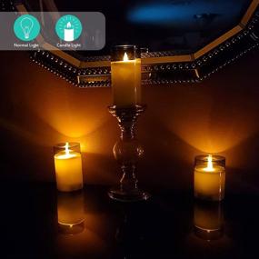 img 2 attached to 🕯️ Lezonic Glass LED Flameless Candles: 3-Pack Grey Real Wax Pillar Candles with Flickering Moving Wicks, Remote, and Timer - Perfect for Home Decor, Fireplace, and Halloween