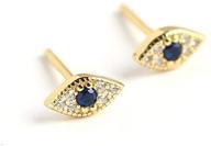 👁️ dainty evil eye mini cartilage stud earrings - sterling silver s925 blue crystal cz wedding earring logo