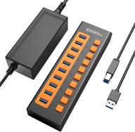 idsonix usb 3.0 hub, 10-port 12v / 4a powered usb hub with bc1.2 (5v2.4a) fast 🔌 charge, 5gbps high-speed transfer, individual switches, aluminum alloy usb splitter for laptop, pc, hdd, ssd, and more logo