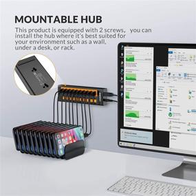 img 1 attached to iDsonix USB 3.0 Hub, 10-Port 12V / 4A Powered USB Hub with BC1.2 (5V2.4A) Fast 🔌 Charge, 5Gbps High-Speed Transfer, Individual Switches, Aluminum Alloy USB Splitter for Laptop, PC, HDD, SSD, and More