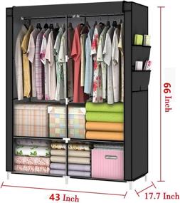 img 2 attached to 👗 Portable Wardrobe Closet Organizer - Black, YOUUD, Clothes Storage Solution