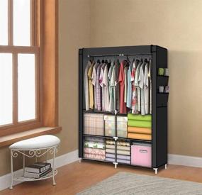 img 3 attached to 👗 Portable Wardrobe Closet Organizer - Black, YOUUD, Clothes Storage Solution