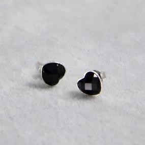 img 3 attached to 💎 Exquisite Paialco Heart Shape Black Onyx Earrings: Elegant Sterling Silver Studs with Rhodium Plating