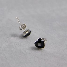 img 2 attached to 💎 Exquisite Paialco Heart Shape Black Onyx Earrings: Elegant Sterling Silver Studs with Rhodium Plating