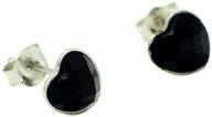 💎 exquisite paialco heart shape black onyx earrings: elegant sterling silver studs with rhodium plating logo