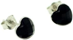 img 4 attached to 💎 Exquisite Paialco Heart Shape Black Onyx Earrings: Elegant Sterling Silver Studs with Rhodium Plating