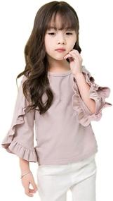 img 2 attached to 👚 Cute and Stylish Colorful Childhood Little Girls Ruffle Bat T Shirt: Perfect Autumn Princess Girl Blouses and Spring Tops