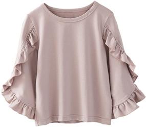 img 4 attached to 👚 Cute and Stylish Colorful Childhood Little Girls Ruffle Bat T Shirt: Perfect Autumn Princess Girl Blouses and Spring Tops