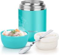 kids lunch box with wide mouth - keep food and drinks hot or cold, 16oz vacuum insulated soup bowl with spoon, nomeca stainless steel food flask for school, office, and outdoor activities, teal логотип