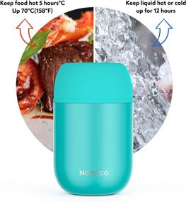 img 2 attached to Kids Lunch Box with Wide Mouth - Keep Food and Drinks Hot or Cold, 16Oz Vacuum Insulated Soup Bowl with Spoon, Nomeca Stainless Steel Food Flask for School, Office, and Outdoor Activities, Teal