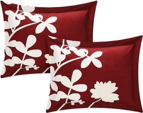 img 2 attached to Chic Home 7 Piece Iris Large Scale Floral Design Printed with Diamond Pattern Reverse Comforter Set, Queen, RED: Elevate Your Bedroom Style