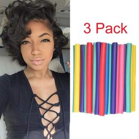 img 2 attached to 🌀 3-Pack Hair Flexi-Rods: No-Heat Hair Curlers for Girls, Women, and Kids - Soft Foam Twist-Flex Rods for Back to School Curls and Styling