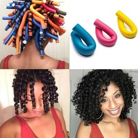 img 4 attached to 🌀 3-Pack Hair Flexi-Rods: No-Heat Hair Curlers for Girls, Women, and Kids - Soft Foam Twist-Flex Rods for Back to School Curls and Styling