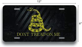 img 3 attached to 🐍 Gadsden Flag Don't Tread On Me Black License Plate Tag, Novelty Metal - UV Printed, 6x12 Inches, Car Truck RV Trailer Wall Shop Man Cave, VLP502