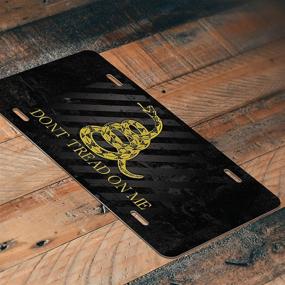 img 1 attached to 🐍 Gadsden Flag Don't Tread On Me Black License Plate Tag, Novelty Metal - UV Printed, 6x12 Inches, Car Truck RV Trailer Wall Shop Man Cave, VLP502