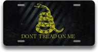 🐍 gadsden flag don't tread on me black license plate tag, novelty metal - uv printed, 6x12 inches, car truck rv trailer wall shop man cave, vlp502 logo