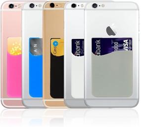 img 3 attached to 📱 Convenient Stick-on Phone Card Holder: Wallet Sleeve for iPhone, Samsung, LG, BLU, Pixel, Moto, Huawei - Pack of 5!