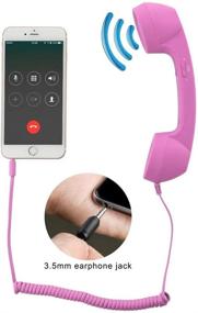 img 3 attached to CellCase Vintage Retro 3.5mm Telephone Handset Receiver for iPhone iPad Mobile Phones - Pink