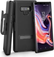 📱 encased belt case for samsung galaxy note 9: ultra slim combo with metal kickstand & holster clip - sleek black design logo