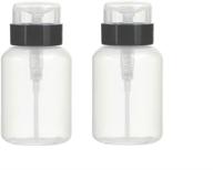 akoak set of 2 lockable pump dispenser bottles with push down mechanism, ideal for nail polish and makeup remover, 200ml (6.8oz), black top cap logo