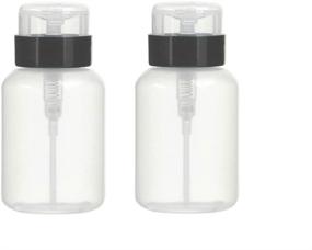 img 4 attached to AKOAK Set of 2 Lockable Pump Dispenser Bottles with Push Down Mechanism, Ideal for Nail Polish and Makeup Remover, 200ml (6.8oz), Black Top Cap