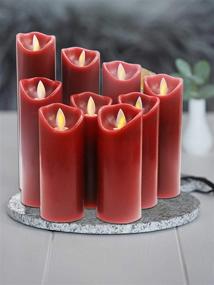 img 1 attached to 🕯️ Kitch Aroma Pack of 9 Red Flameless LED Pillar Candles with Moving Flame Wick, Battery Operated & Remote Timer Included