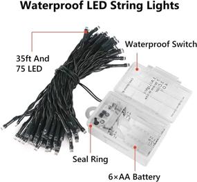 img 2 attached to 🎄 Premium 35ft Battery Operated Christmas Tree Lights with Remote and Timer - 75 LEDs - Outdoor String Lights in 3 Colors - 9 Modes - Over 200 Hours of Multicolor Long-Lasting Magic!