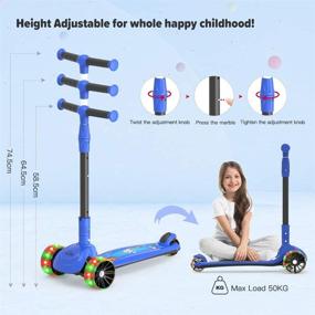 img 2 attached to Adjustable Lean-to-Steer 3-Wheeled Scooter for Kids, LED Light-Up PU Wheel, Foldable Seat, Sit or Stand Ride with Brake - Ideal for Boys & Girls aged 2-12 years old